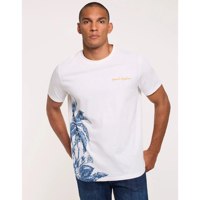 Camiseta Estampado Tropical y Detalle Bordado - Abonito