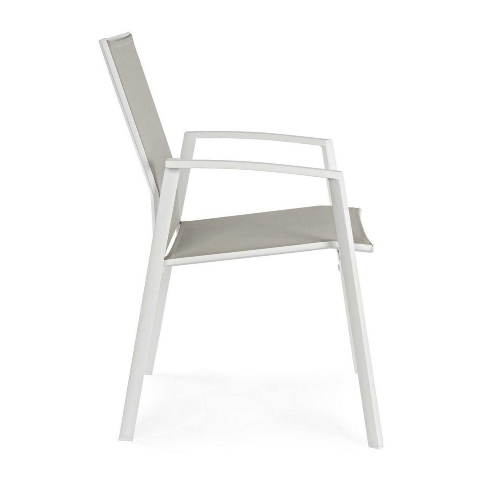 Set 4 sedie da giardino ZARAGOZA in textilene e alluminio bianco, impilabile