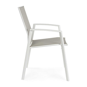Set 4 sedie da giardino ZARAGOZA in textilene e alluminio bianco, impilabile