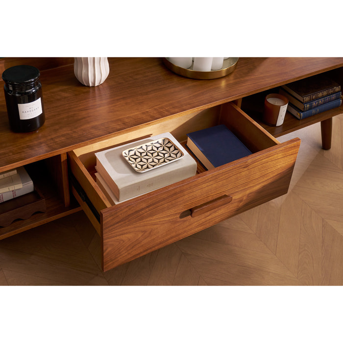 Meuble TV vintage bois noyer 180 cm HALLEN