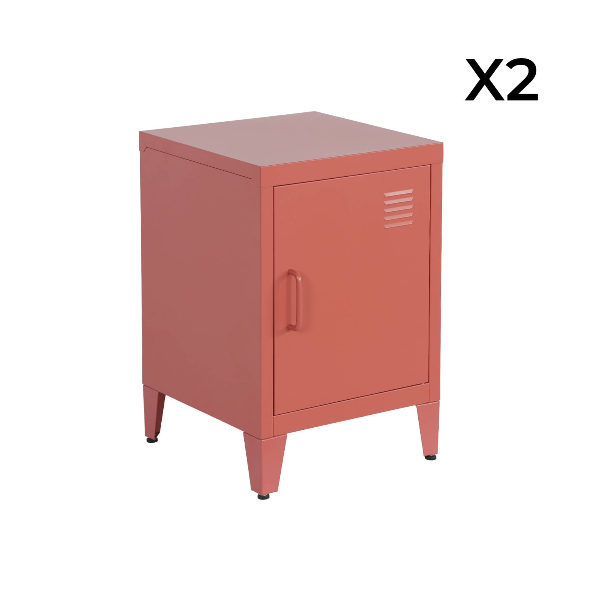 Table de chevet industrielle métal 1 porte (lot de 2) SOHO