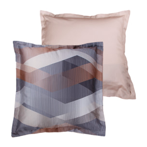 Lot de 2 Taies d'oreiller satin de coton imprimé Helix Brown
