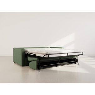 Julia - canapé lit 3 places convertible express couchage quotidien 140 cm matelas 18 cm en tissu - Vert