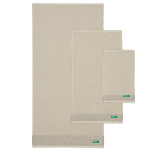 PACK DE 2 SET DE 3 TOALLAS DE BAÑO EN COLOR VERDE  Y BEIGE - BENETTON