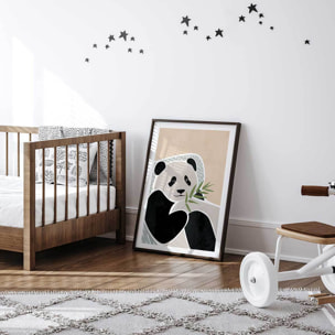 Affiche enfant panda  Affiche + cadre en bois - Noir