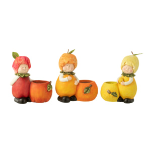 J-Line figurine Jardiniere - citron/orange/pomme -polyrésine - mix - small - 3 pcs