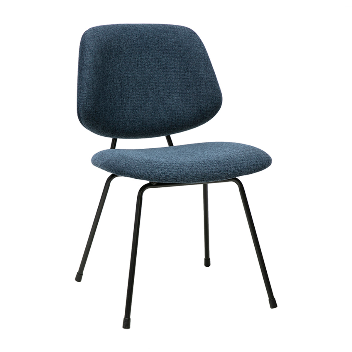 Chaises design en tissu effet velours texturé bleu foncé et métal noir (lot de 2) BARNET
