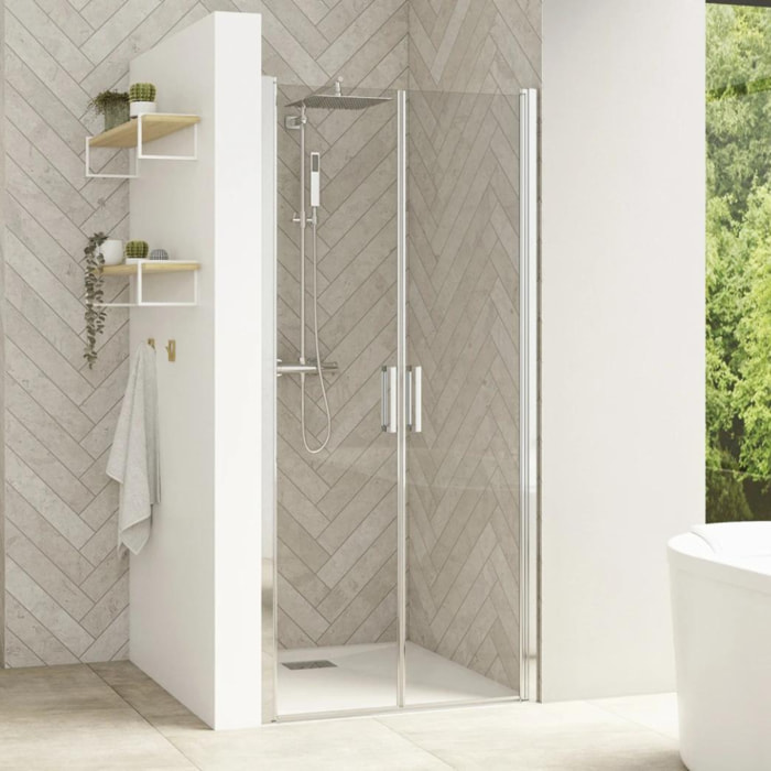 Paroi douche 100cm KINEDO Smart Design 2P double portes pivotantes chromé