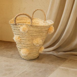 Panier de rangement à pompons - Beige