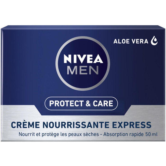 Pack de 2 - Crème nourrissante express homme NIVEA MEN aloe vera Protect & Care 50ml