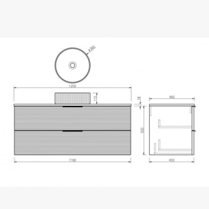 Meuble simple vasque blanc wave 120 cm Aqualinea