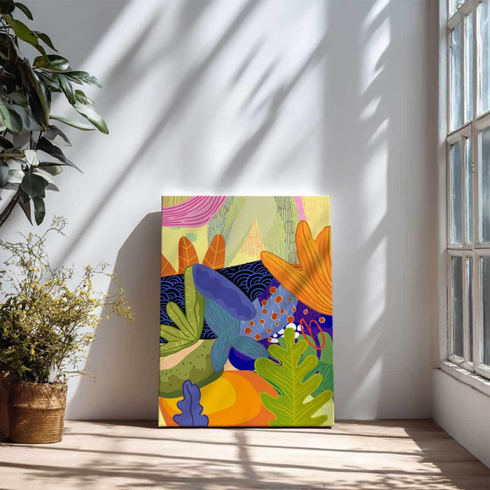 Tableau abstrait tropical moderne coloré Toile imprimée