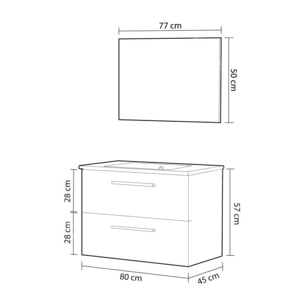 Mueble de baño Aruba 2 cajones + espejo Cemento