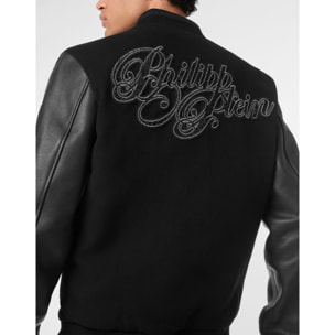PHILIPP PLEIN Bomber de cuero WOOL &AMP