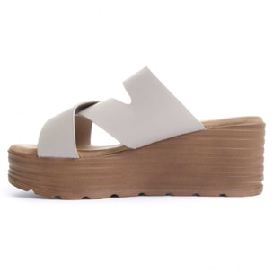 Sandalias de Cuña - Beige - Altura: 8 cm