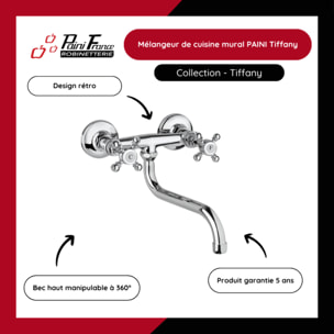 Mélangeur de cuisine mural PAINI Tiffany Gris Acier