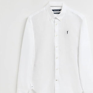 Camisa oxford blanca con logo bordado Rigby Go