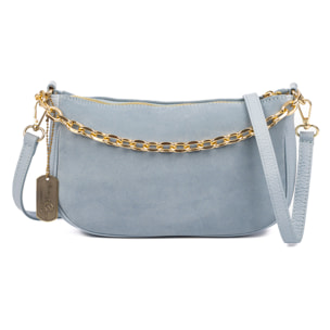 Avella borsa a tracolla donna, in vera pelle scamosciata combinata con Dollaro.