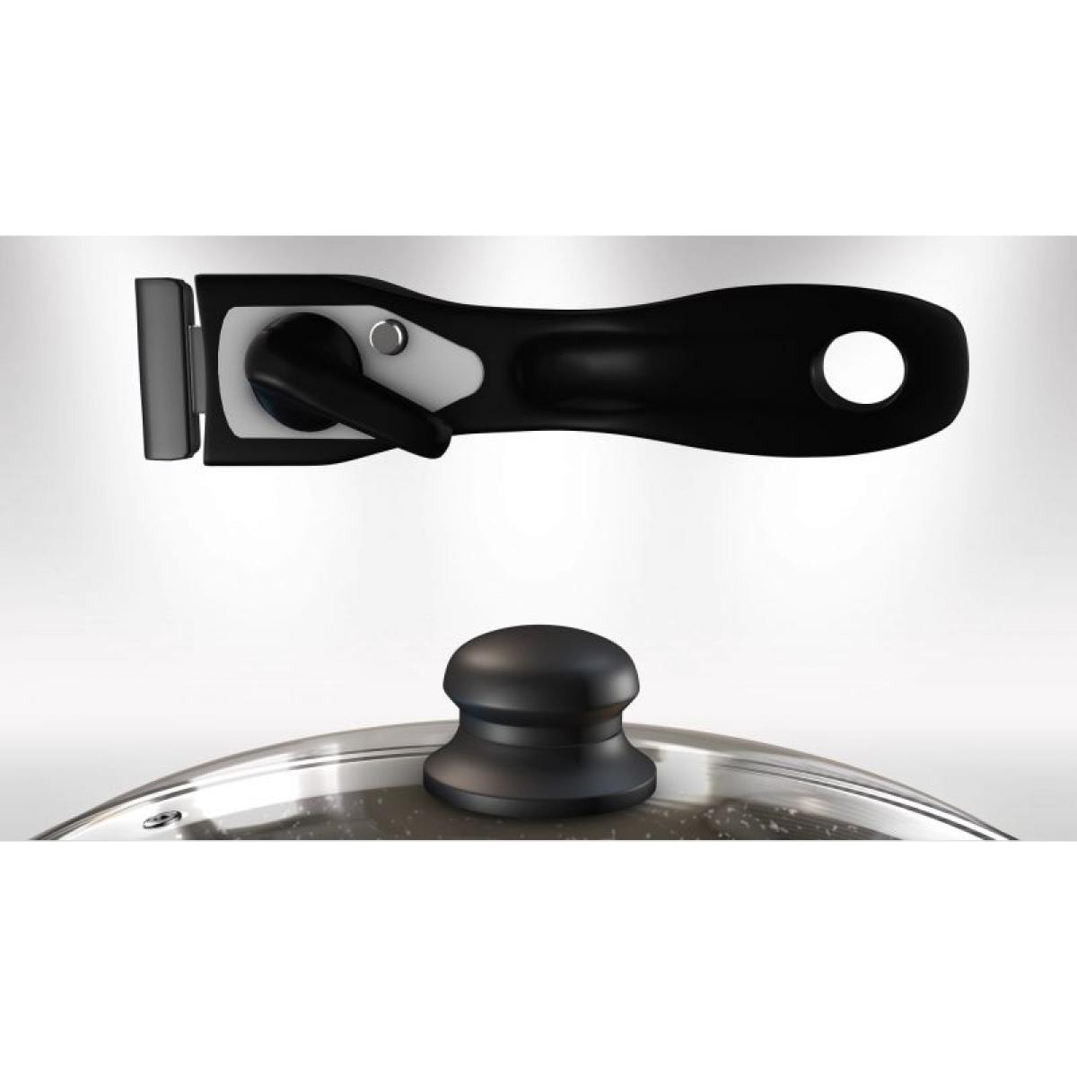 Batterie de cuisine revêtement pierre avec manche amovible 7 pièces carbonne Herzberg HG8053-CAR
