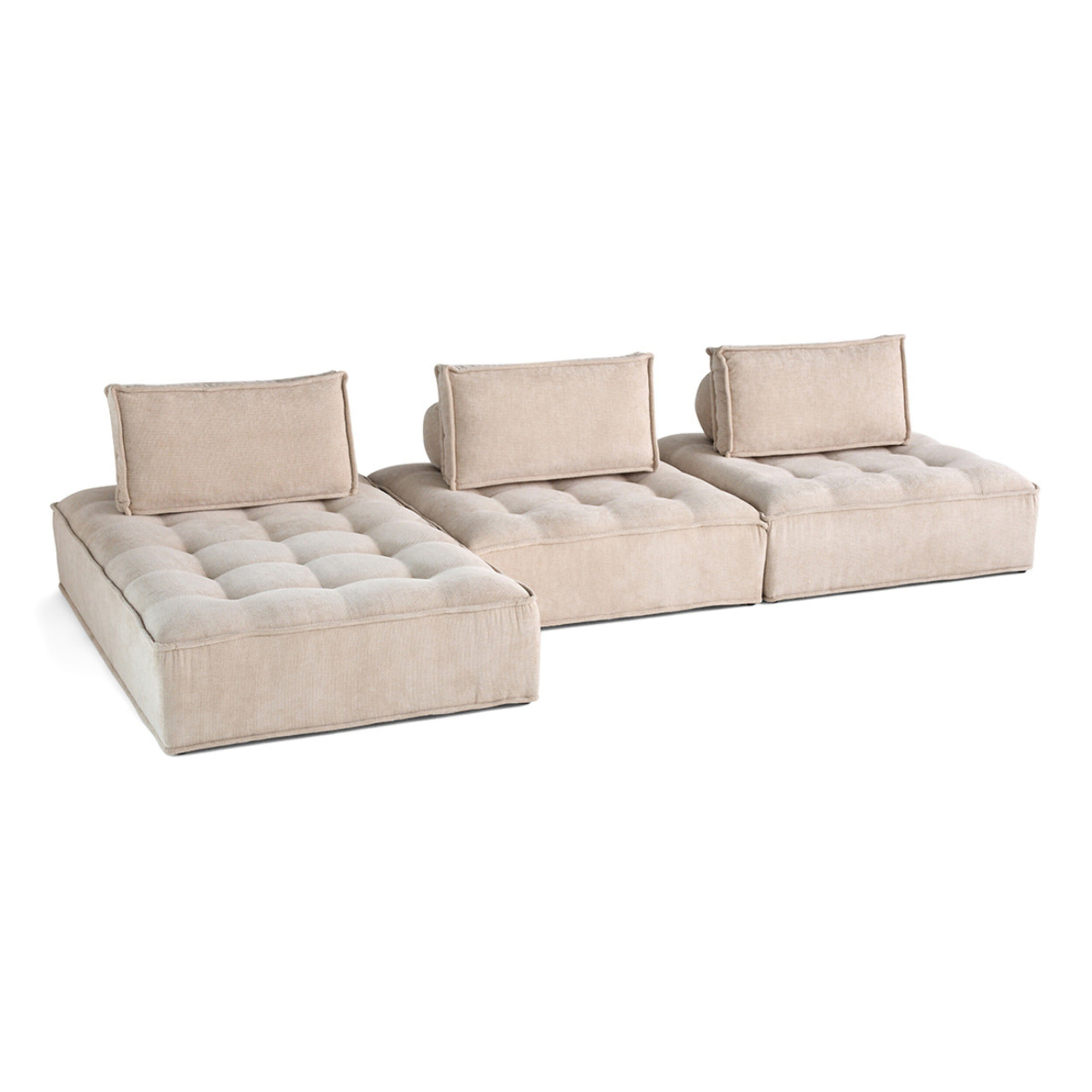 Marisol - canapé d'angle modulable 4 places - velours texturé - Beige