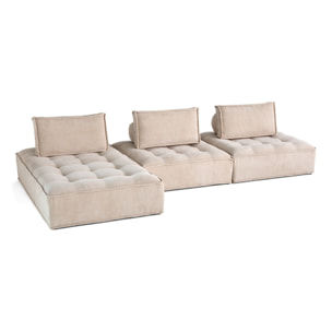 Marisol - canapé d'angle modulable 4 places - velours texturé - Beige