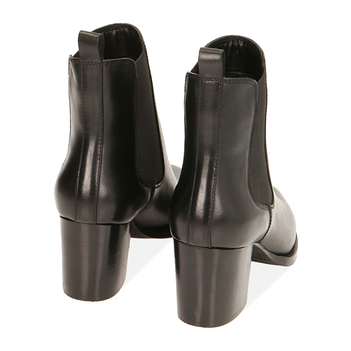 Chelsea boots neri in pelle, tacco 6,5 cm