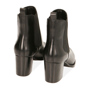 Chelsea boots neri in pelle, tacco 6,5 cm