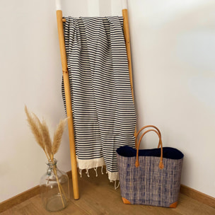 Fouta nid d’abeille traditionnelle - Yadara Bleu Marine - 100x200cm - 190g/m²