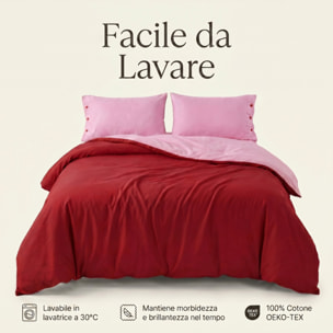 Parure copripiumino singolo in cotone bicolore morbido e traspirante, set sacco copripiumino con federa, design semplice ed elegante, tessuto resistente e certificato OEKO-TEX, facile da lavare, comfort naturale per uso quotidiano