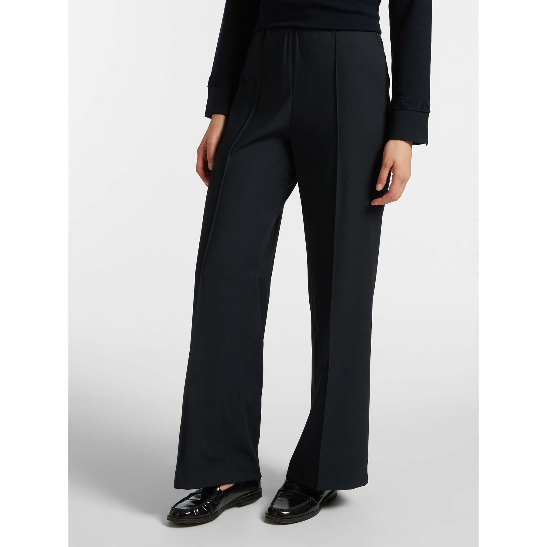 Elena Mirò - Pantaloni gamba larga con zip sul fianco - Blu