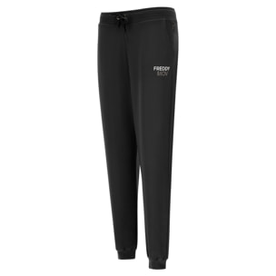 Pantaloni comfort fit vita alta in felpa garzata