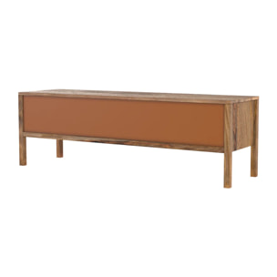 Meuble TV en bois de manguier et cannage 140 cm - Tiki