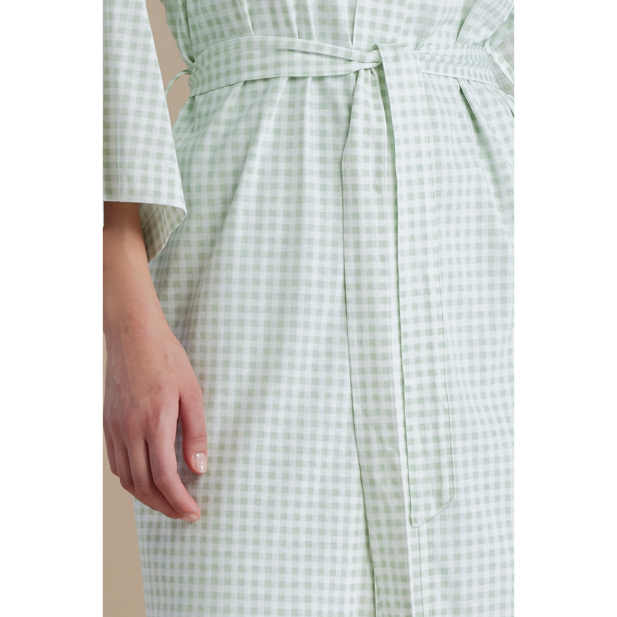 Vestaglia donna in cotone con maniche ampie e cintura in vita articolo vichy Noidinotte