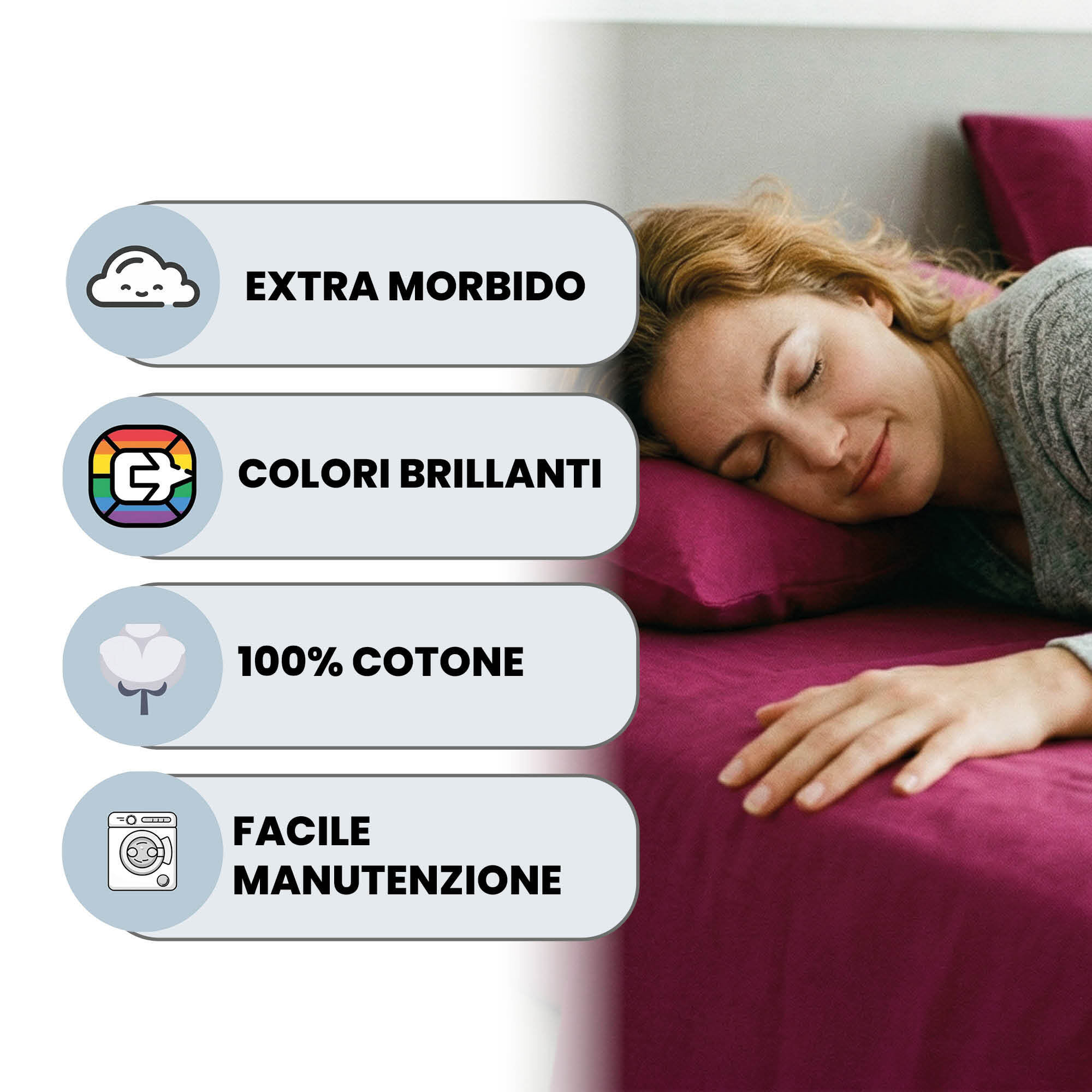 COMPLETO LETTO MAX COLOR, 100% Cotone, Made in Italy - FUCSIA