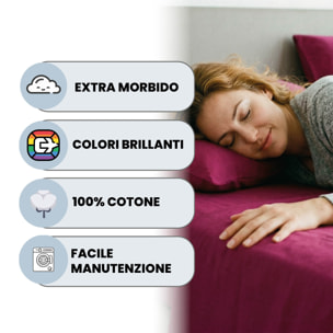 COMPLETO LETTO MAX COLOR, 100% Cotone, Made in Italy - FUCSIA