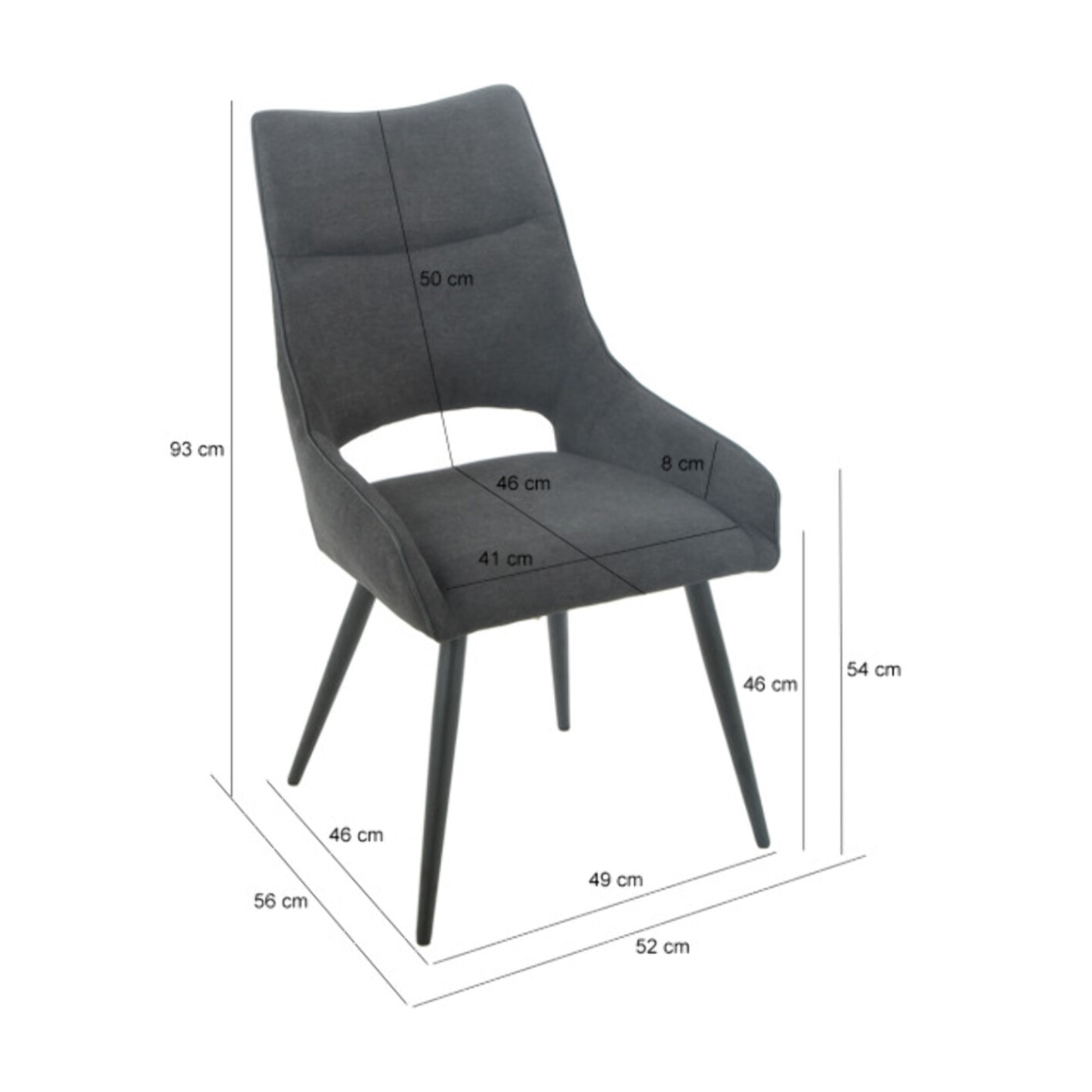 Chaise en lin avec pieds fins en métal noir - CHICAGO