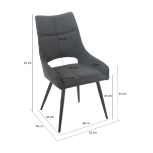 Chaise en lin avec pieds fins en métal noir - CHICAGO