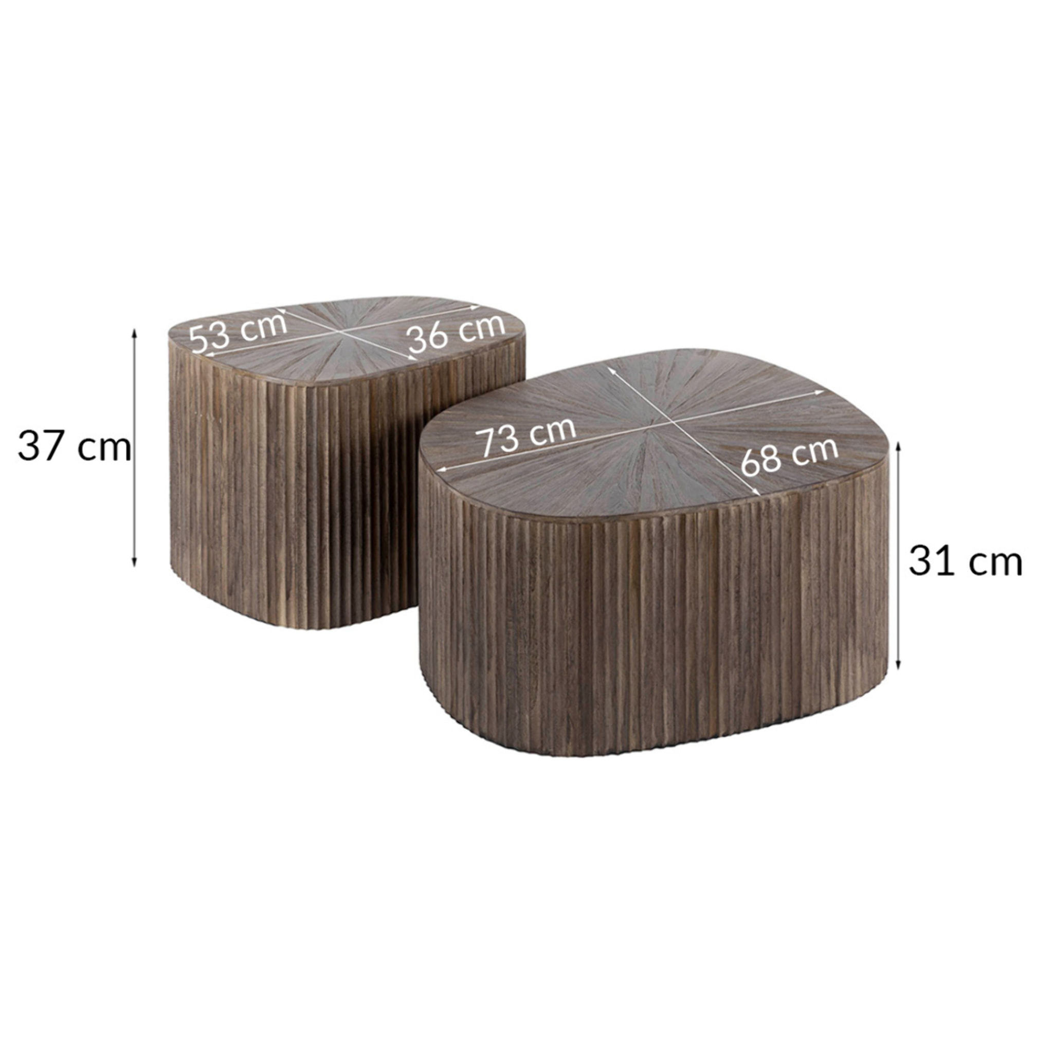 Tania - lot de 2 tables basses gigognes en teck massif - 73 et 53 cm - Bois