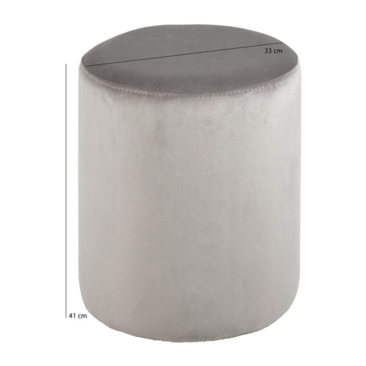 Pouf et repose pied 41 cm cylindrique en velours - gris clair - TUBE