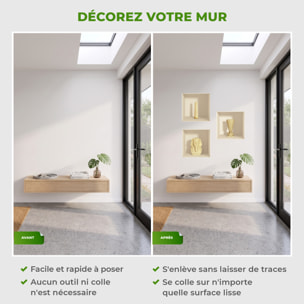 Stickers muraux 3D | Sticker Mural Autocollant effet 3D Egypte statue et vases argile - Stickers adhésifs 3D Chambre Salon Trompe l'oeil