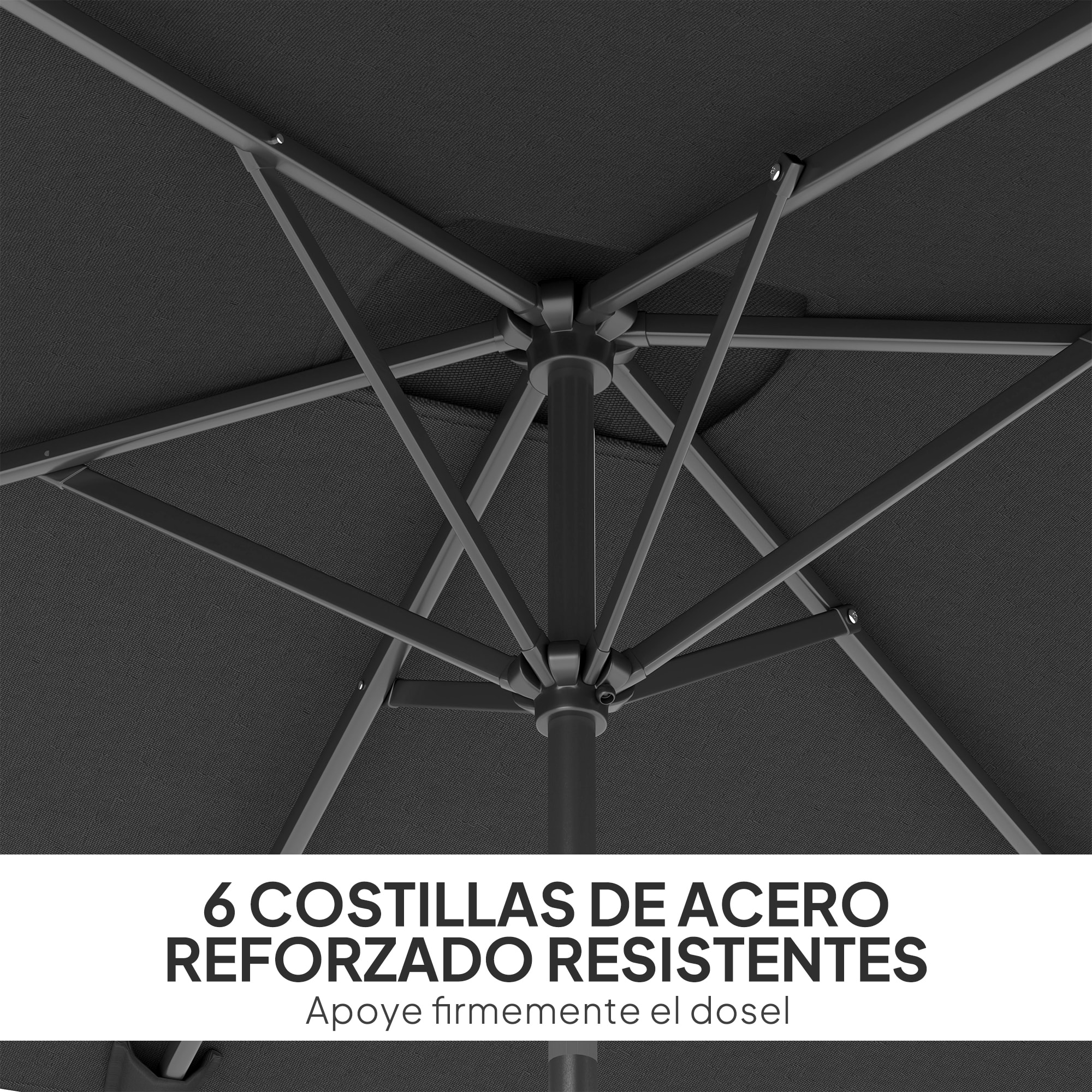 Sombrilla de Terraza Exterior, 198x294 cm, Parasol de Terraza Exterior con Ángulo Ajustable, Manivela, Mástil de Aluminio Desmontable y Anti-UV, Sombrilla para Jardín, Patio, Gris Oscuro