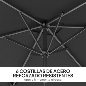 Sombrilla de Terraza Exterior, 198x294 cm, Parasol de Terraza Exterior con Ángulo Ajustable, Manivela, Mástil de Aluminio Desmontable y Anti-UV, Sombrilla para Jardín, Patio, Gris Oscuro