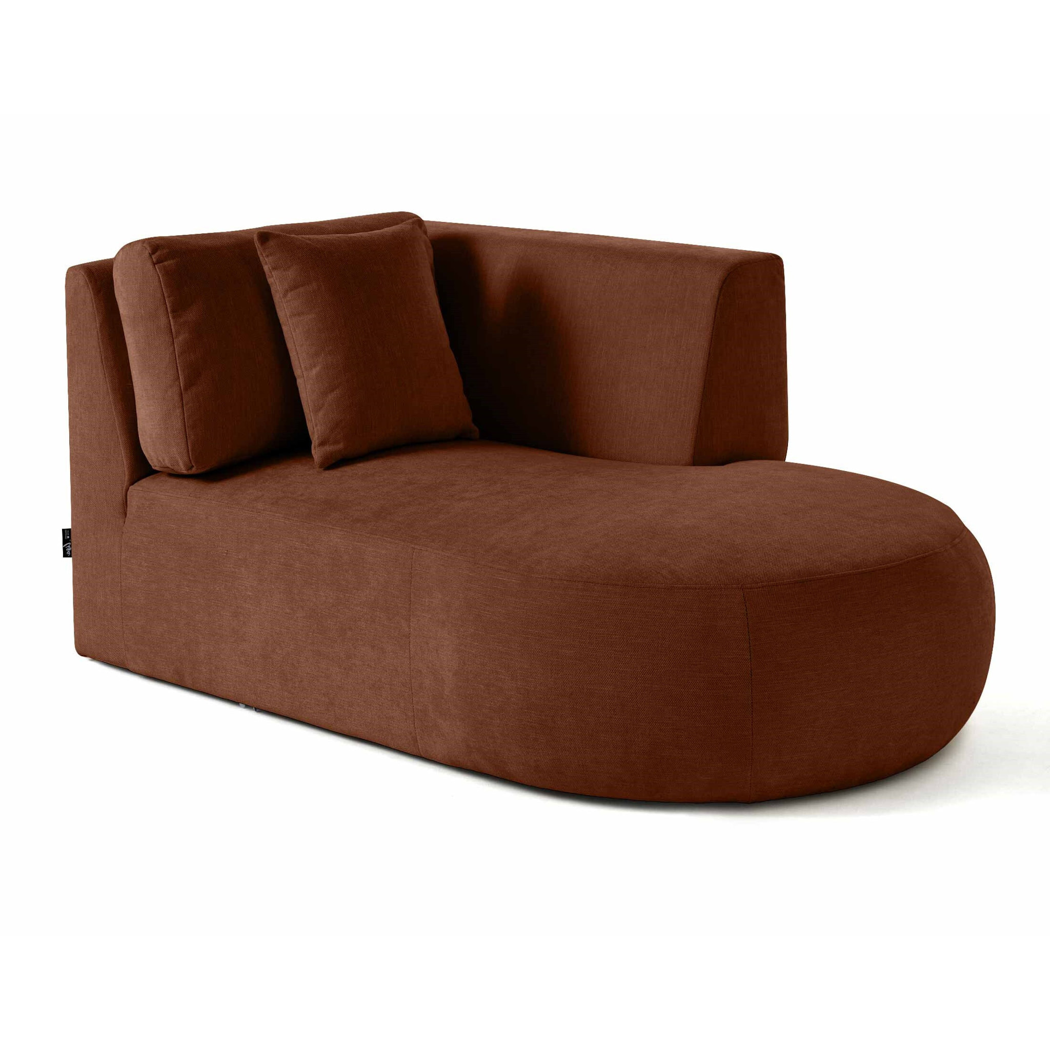 Santorini - module d'assise méridienne droit - en tissu texturé - Terracotta