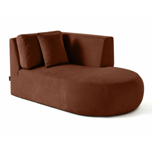 Santorini - module d'assise méridienne droit - en tissu texturé - Terracotta