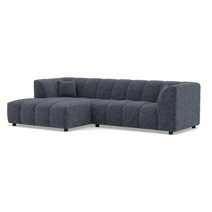 Curtis - canapé d'angle gauche 4 places avec accoudoir en tissu texturé - Bleu