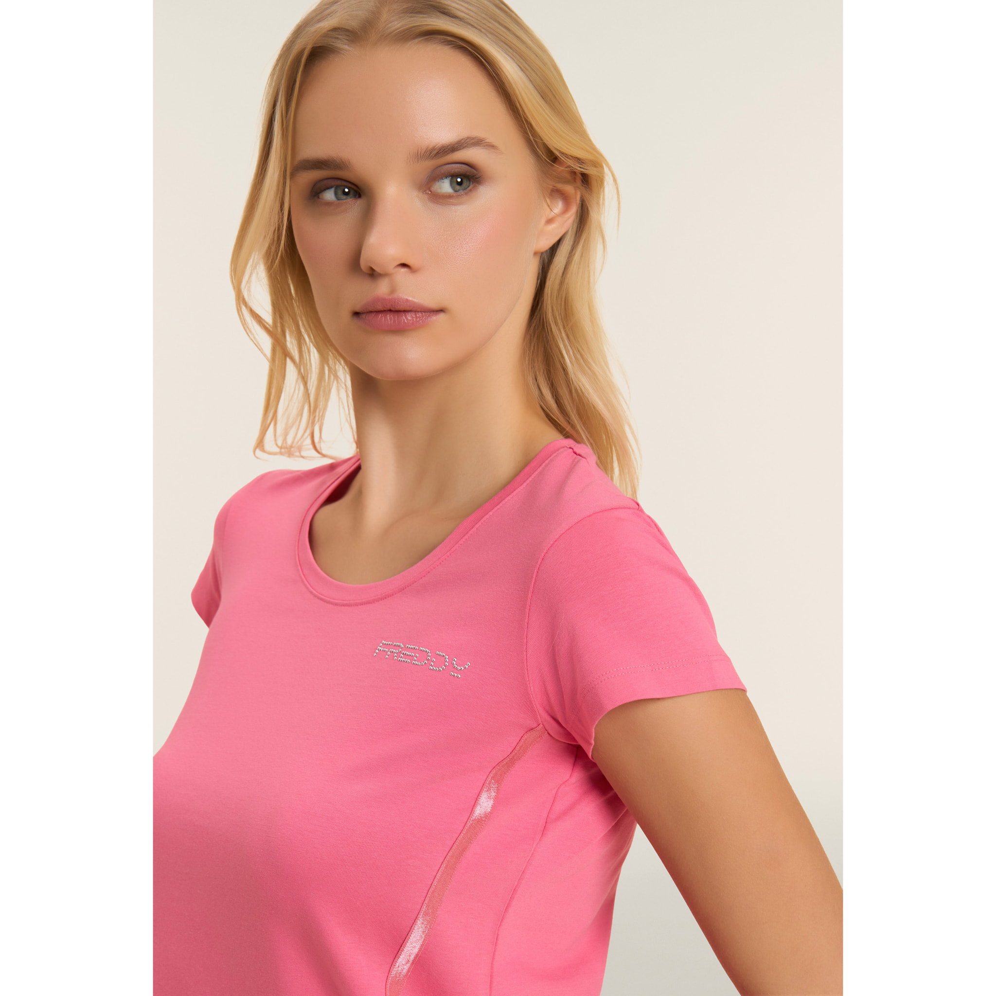 T-shirt Manica Corta con Logo FREDDY e Inserti Elastici