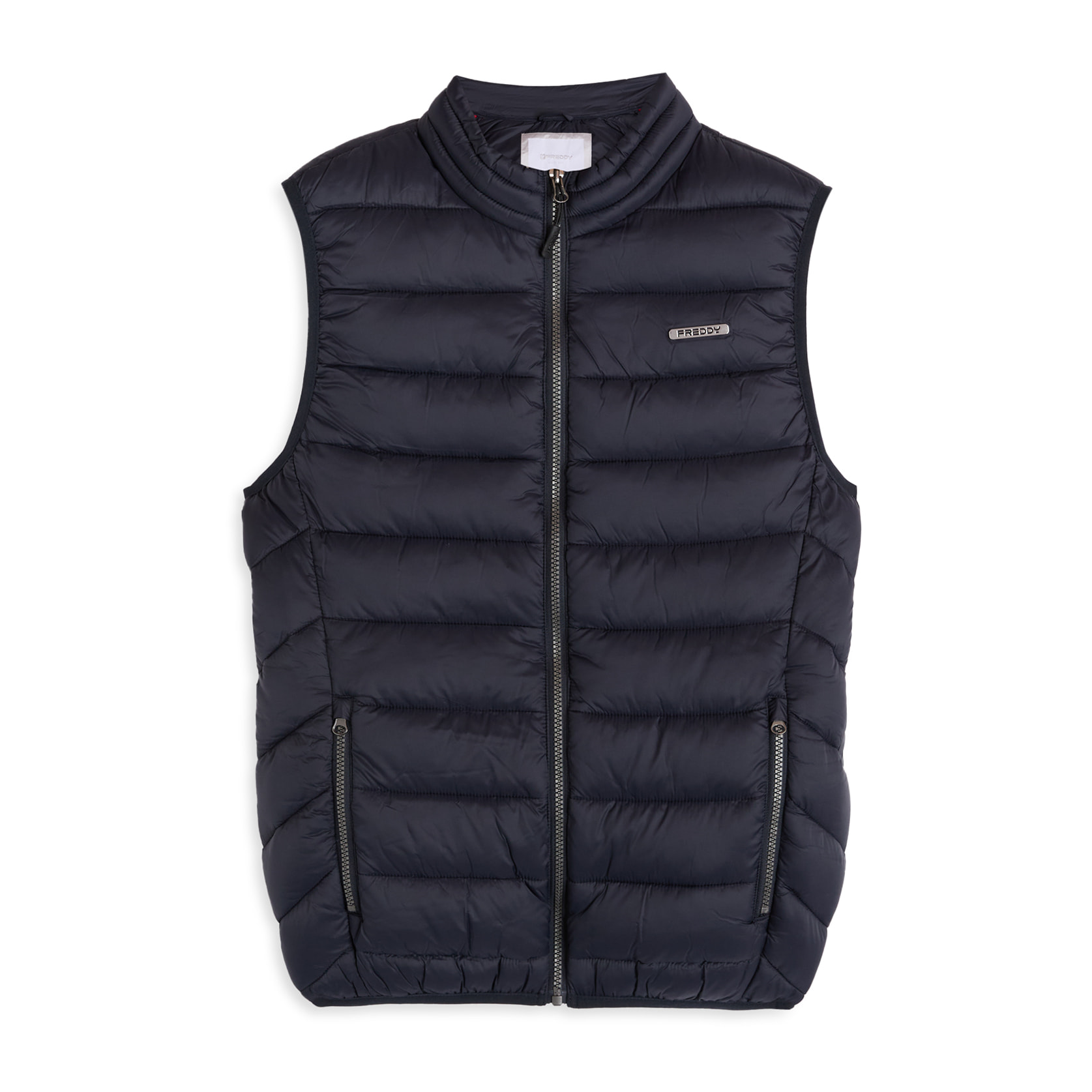 Gilet trapuntato con collo alto e zip doppio cursore