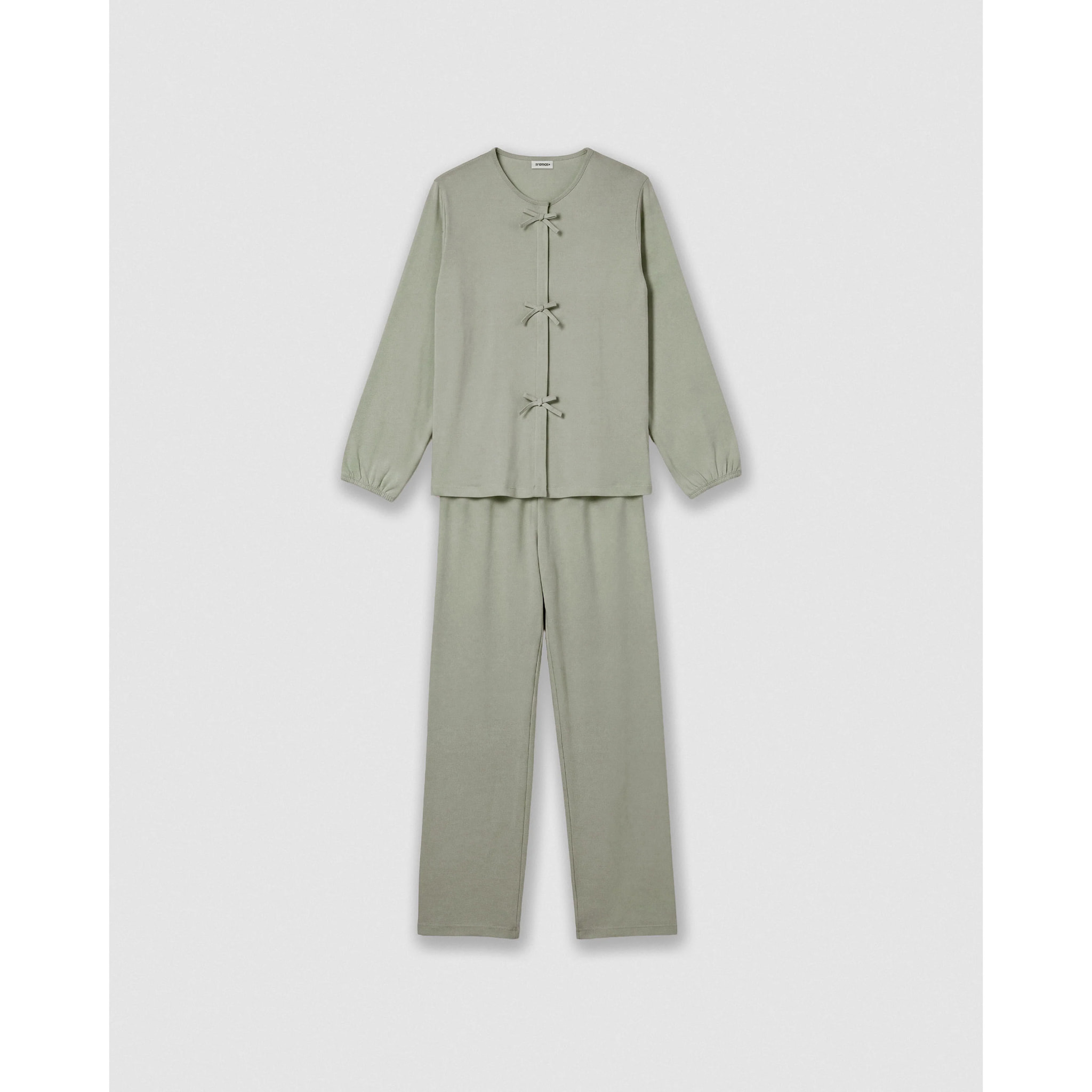 Pijama largo de algodón lazo verde