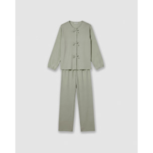 Pijama largo de algodón lazo verde