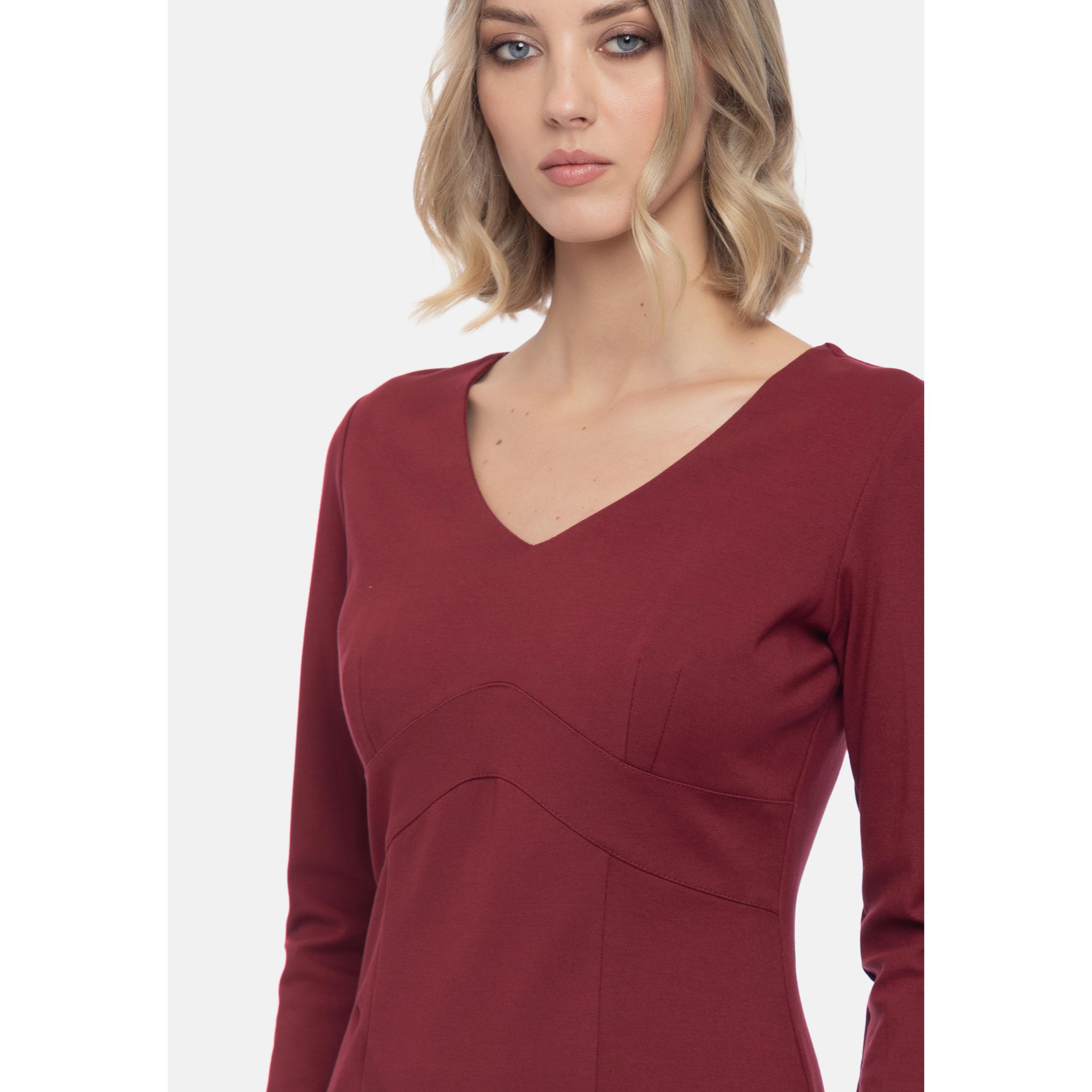 Camomilla - Vestito midi KATE-M in rayon, rosso scuro (40)